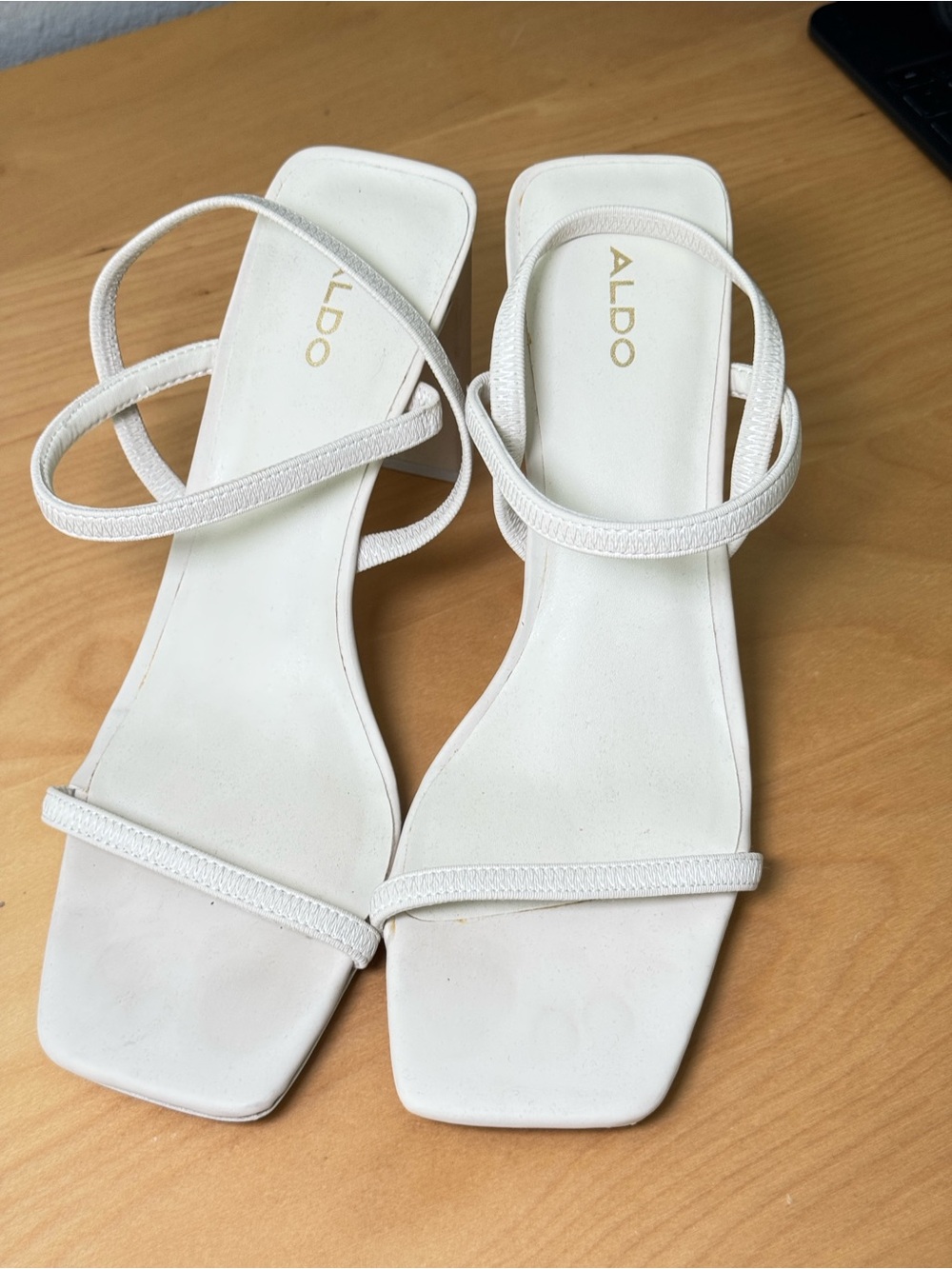 ALDO Lokurr White Minimalist Square-Toe Strappy Dress Sandals